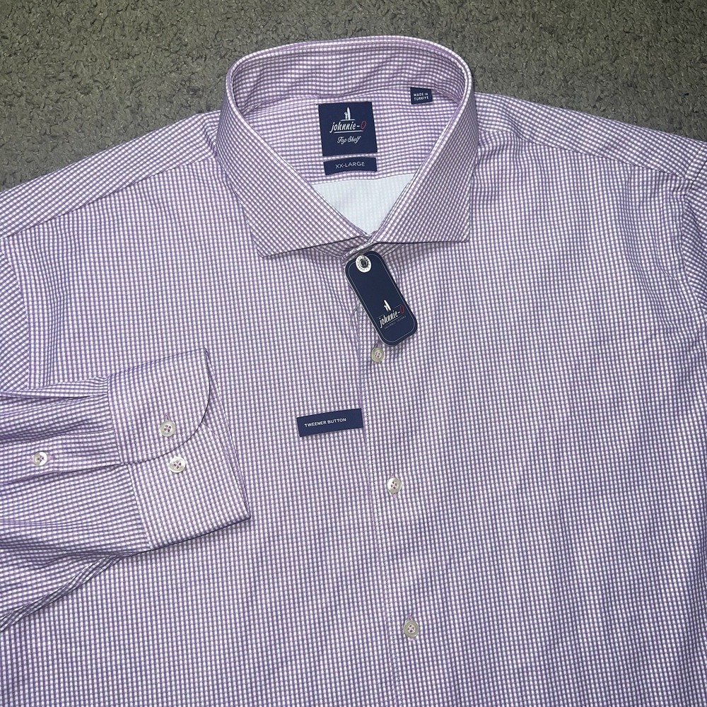 johnnie-O Lyon Top Shelf Button Up Shirt Purple Plaid Size 2XL